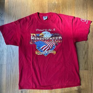 Vintage 90’s Lee Firefighter Americas Bravest Patriotic Shirt  Size: Large
